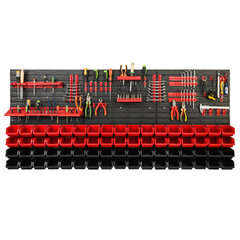 Dirbtuvėms skirta daiktų laikymo sistema su lentynomis | 172 x 78 cm | 68 vnt. dėžių | kaina ir informacija | Įrankių dėžės, laikikliai | pigu.lt