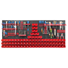 Dirbtuvėms skirta daiktų laikymo sistema su lentynomis | 172 x 78 cm | 80 vnt. dėžių | kaina ir informacija | Įrankių dėžės, laikikliai | pigu.lt