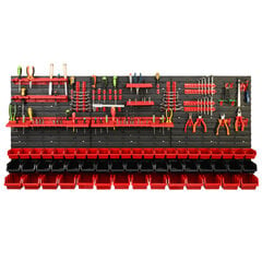 Dirbtuvėms skirta daiktų laikymo sistema su lentynomis | 172 x 78 cm | 53 vnt. dėžių | kaina ir informacija | Įrankių dėžės, laikikliai | pigu.lt