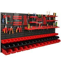 Dirbtuvėms skirta daiktų laikymo sistema su lentynomis | 172 x 78 cm | 53 vnt. dėžių | kaina ir informacija | Įrankių dėžės, laikikliai | pigu.lt