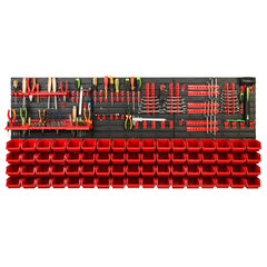 Dirbtuvėms skirta daiktų laikymo sistema su lentynomis | 172 x 78 cm | 68 vnt. dėžių | kaina ir informacija | Įrankių dėžės, laikikliai | pigu.lt