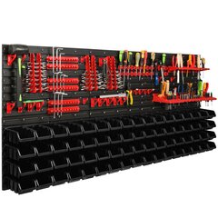 Dirbtuvėms skirta daiktų laikymo sistema su lentynomis | 172 x 78 cm | 68 vnt. dėžių | kaina ir informacija | Įrankių dėžės, laikikliai | pigu.lt