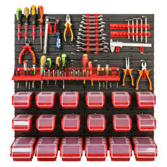 Dirbtuvėms skirta daiktų laikymo sistema su lentynomis | 78 x 78 cm | 18 vnt. dėžių | kaina ir informacija | Įrankių dėžės, laikikliai | pigu.lt