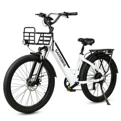 Elektrinis miesto dviratis Samebike RS-A01 Fat Tire 26", baltas kaina ir informacija | Elektriniai dviračiai | pigu.lt