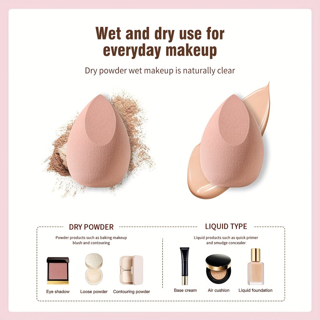 '3 vnt makiažo kempinėlių rinkinys professional beauty sponge blender makeup foundation blending cosmetic makeup puff pudrai kremui' kaina ir informacija | Vonios kambario aksesuarai | pigu.lt