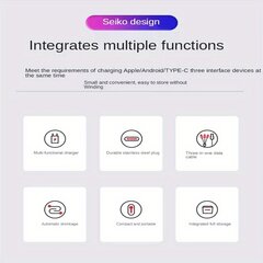 '„trys viename“ ištraukiamas usb įkrovimo laidas – suderinamas su „iphone“' цена и информация | Аксессуары для ванной комнаты | pigu.lt