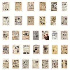 Lipdukai Retro Laikraščiai, įvairių spalvų, 60 vnt. kaina ir informacija | Aplikacijos, papuošimai, lipdukai | pigu.lt
