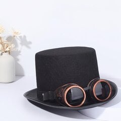 '„steampunk“ juoda sunkiojo metalo kepurė su senovinėmis bronzinėmis akimis' kaina ir informacija | Karnavaliniai kostiumai | pigu.lt