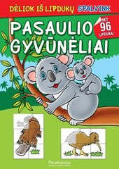 Pasaulio gyvūnėliai. Dėliok iš lipdukų. Spalvink kaina ir informacija | Spalvinimo knygelės | pigu.lt