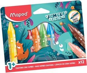 Vaškinės kreidelės MAPED Jungle Fever Jumbo, 12 vnt. kaina ir informacija | Kanceliarinės prekės | pigu.lt