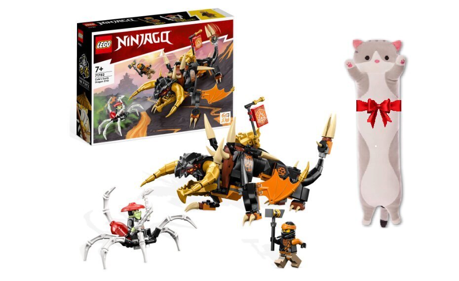 71782 LEGO® Ninjago Cole Žemės drakonas EVO, 285 d. ir dovana pagalvė Katė, 50 cm kaina ir informacija | Konstruktoriai ir kaladėlės | pigu.lt