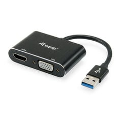 USB – VGA adapteris Equip 133386 kaina ir informacija | Adapteriai, USB šakotuvai | pigu.lt