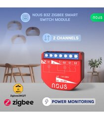 NOUS B3Z Zigbee 2 kanalų relė 16A su el.sąnaudų matavimu (PM) цена и информация | Системы безопасности, контроллеры | pigu.lt