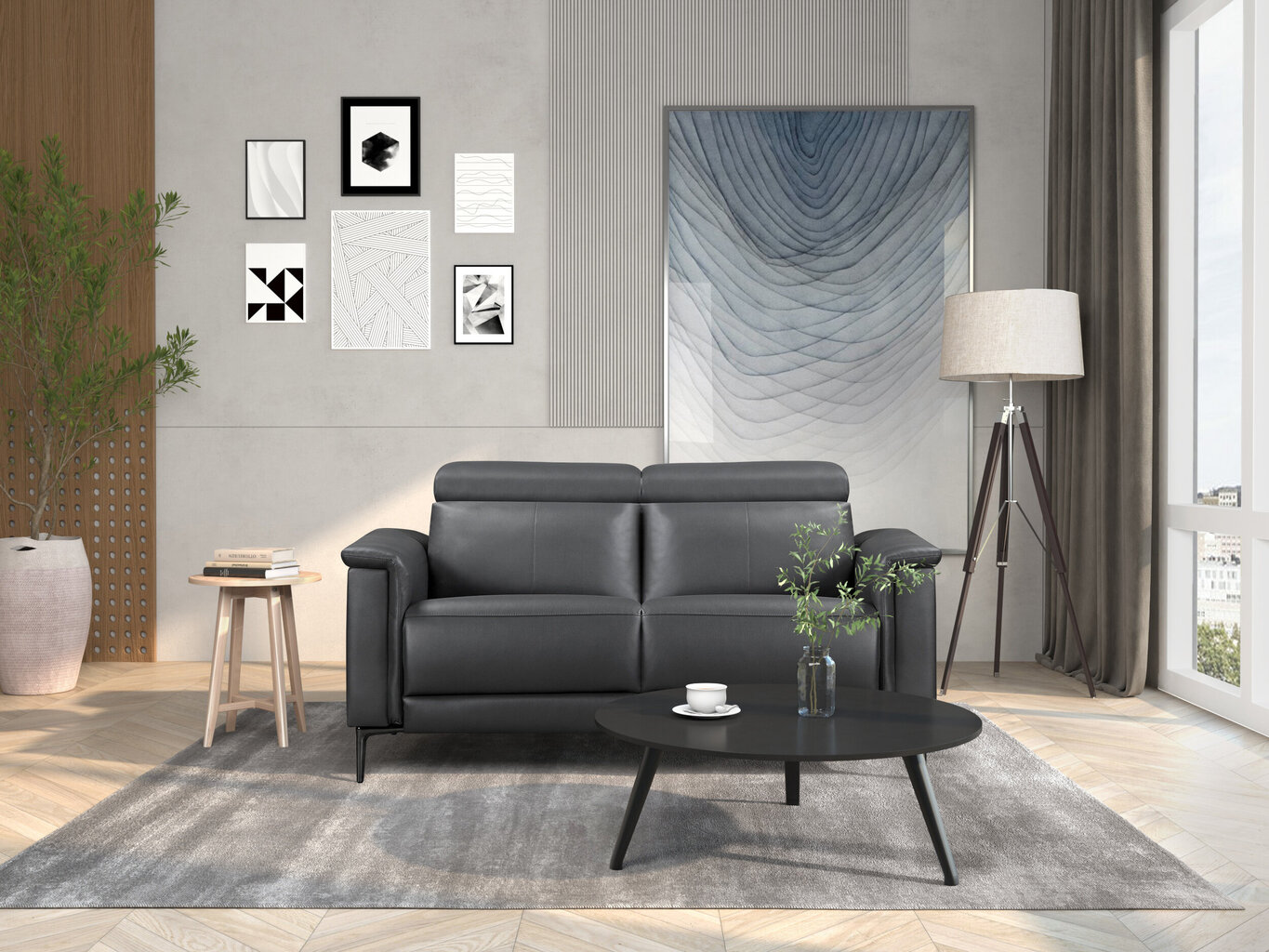 Sofa-reglaineris Loft24 Lund, pilka цена и информация | Sofos | pigu.lt