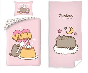 Pusheen patalynės komplektas 140x200 cm su rankšluočiu Pusheen Kitten 70x140 cm kaina ir informacija | Patalynė kūdikiams, vaikams | pigu.lt