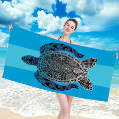 70x140 Mėlynas dryžuotas paplūdimio rankšluostis kaina ir informacija | Rankšluosčiai | pigu.lt