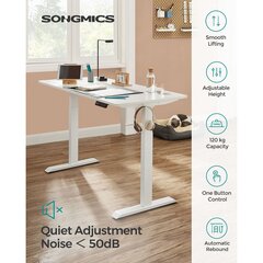 Письменный стол Songmics, 60x175x115 см, белый цена и информация | Компьютерные, письменные столы | pigu.lt