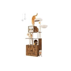 Kačių draskymo stulpelis Home, 60x52x185 cm, ruda kaina ir informacija | Draskyklės | pigu.lt