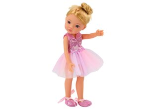 Lėlė ilgais plaukais ir rožine suknele, 33cm kaina ir informacija | Žaislai mergaitėms | pigu.lt