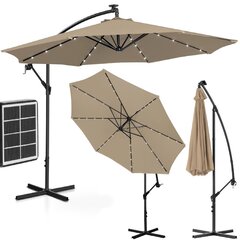 Sodo skėtis su pasvirimu ir su LED apšvietimu, Uniprodo UNI_UMBRELLA_R300TAL_N1, 300 cm. skersmens, pilkai rudas kaina ir informacija | Pavėsinės | pigu.lt