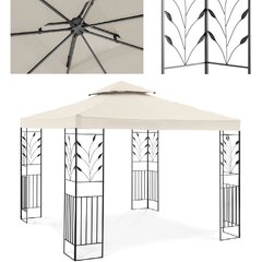 Садовая беседка со складным навесом и орнаментом, Uniprodo UNI_PERGOLA_3X3T_U1, 3 м. х 3 м. х 2,6 м., светло-кремовый цена и информация | Беседки, навесы, тенты | pigu.lt