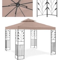 Садовая беседка со складным навесом и орнаментом, Uniprodo UNI_PERGOLA_3X3T_U1, 3 м. х 3 м. х 2,6 м., бежевый цена и информация | Беседки, навесы, тенты | pigu.lt