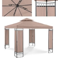 Садовая беседка со складным навесом и орнаментом, Uniprodo UNI_PERGOLA_3X3TF_U1, 3 м. х 3 м. х 2,6 м., бежевый цена и информация | Беседки, навесы, тенты | pigu.lt