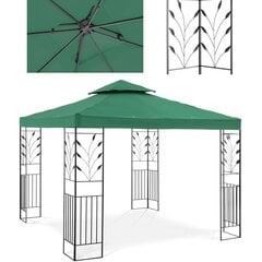 Sulankstomas sodo paviljonas su ornamentu, Uniprodo UNI_PERGOLA_3X3G1, 3 m. x 3 m. x 2,6 m., žalia kaina ir informacija | Pavėsinės | pigu.lt