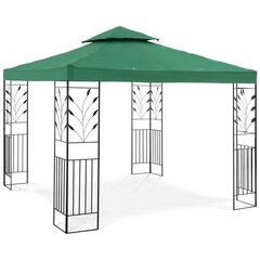 Sulankstomas sodo paviljonas su ornamentu, Uniprodo UNI_PERGOLA_3X3G1, 3 m. x 3 m. x 2,6 m., žalia kaina ir informacija | Pavėsinės | pigu.lt