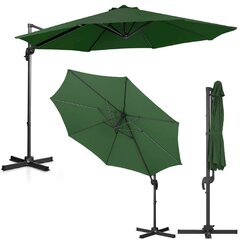 Sodo skėtis su šoniniu pakreipimu, UNI_UMBRELLA_2R300GR_N1, 300 cm. skersmens, žalias kaina ir informacija | Pavėsinės | pigu.lt