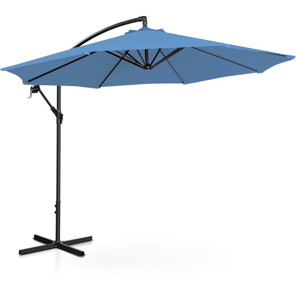 Sodo skėtis su šonine atrama, apvalus, UNI_UMBRELLA_2R300BL_N1, 300 cm. skersmens, žydros spalvos kaina ir informacija | Pavėsinės | pigu.lt