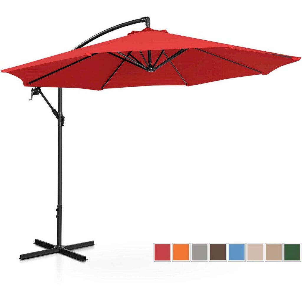 Sodo skėtis su šonine atrama, apvalus, UNI_UMBRELLA_2R300BL_N1, 300 cm. skersmens, raudonos spalvos kaina ir informacija | Pavėsinės | pigu.lt