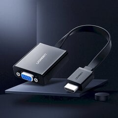 Переходник, Ugreen HD Converter, HDMI - VGA micro USB, AUX аудио, 3.5 мм., миниджек, черный цена и информация | Адаптеры, USB-разветвители | pigu.lt