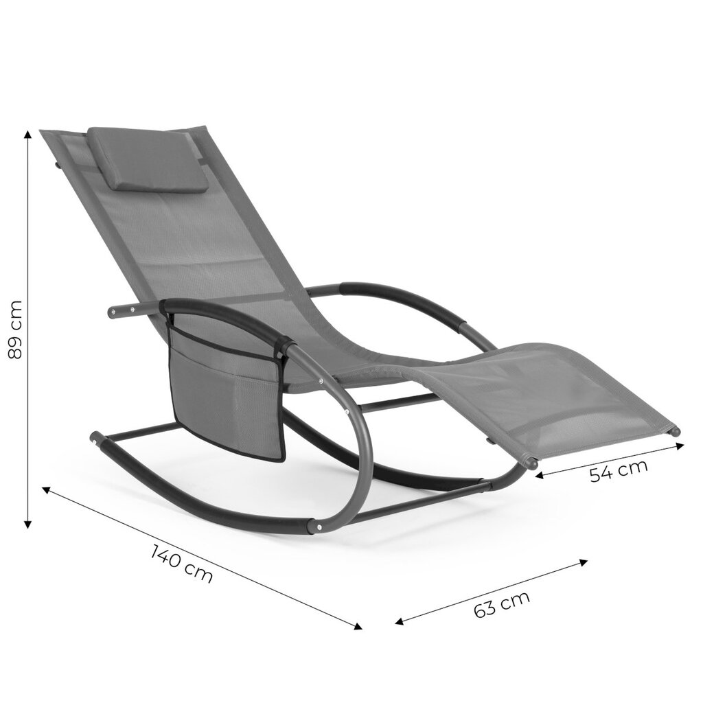 Supamas sodo gultas, Gardenline LEZ16011, 89 cm. x 140 cm. x 63 cm., pilkas цена и информация | Lauko suolai | pigu.lt