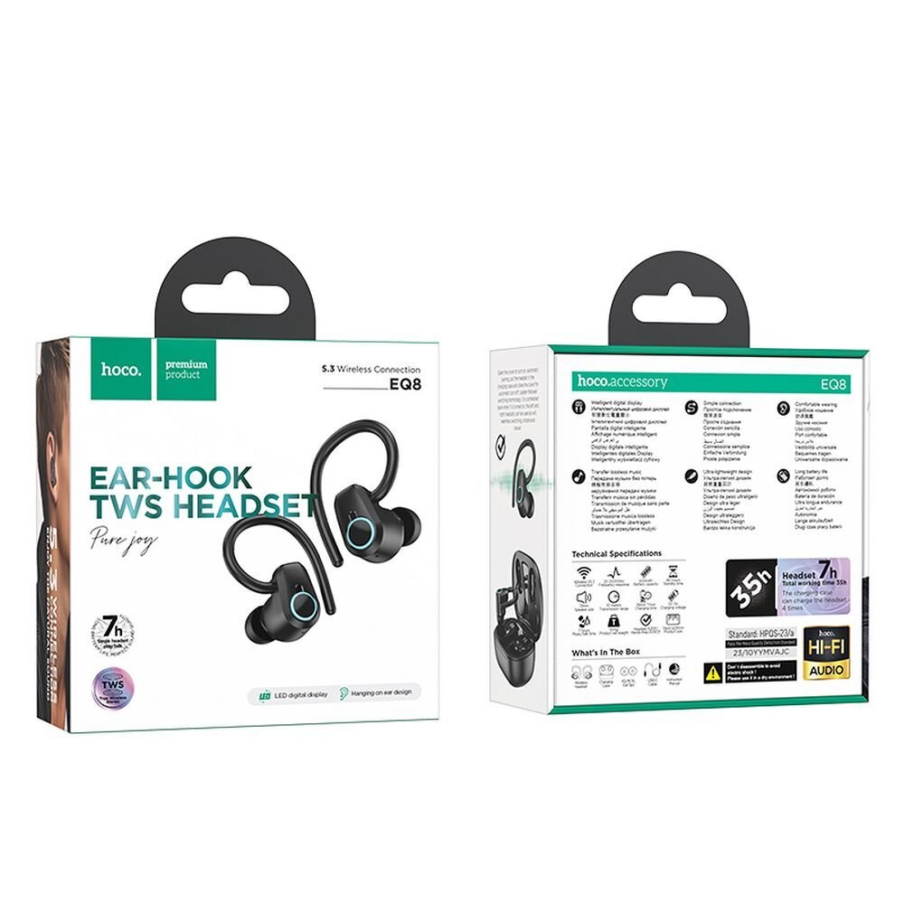 HOCO bluetooth ausinės Pure joy in-ear TWS EQ8 juodos kaina ir informacija | Ausinės | pigu.lt