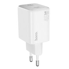 HOCO pakrovėjas 2 x Type C PD QC 45W GaN N42 baltas цена и информация | Адаптеры, USB-разветвители | pigu.lt