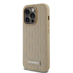 Karl Lagerfeld PU Leather Monogram Metal Logo MagSafe Case for iPhone 15 Pro Max Beige цена и информация | Чехлы для телефонов | pigu.lt