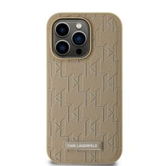 Karl Lagerfeld PU Leather Monogram Metal Logo MagSafe Case for iPhone 15 Pro Max Beige цена и информация | Чехлы для телефонов | pigu.lt