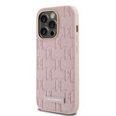 Karl Lagerfeld PU Leather Monogram Metal Logo MagSafe Case for iPhone 14 Pro Max Pink цена и информация | Чехлы для телефонов | pigu.lt