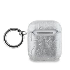 Karl Lagerfeld PU Embossed Karl and Choupette Heads Case for AirPods 1|2 Silver цена и информация | Аксессуары для наушников | pigu.lt