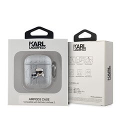 Karl Lagerfeld PU Embossed Karl and Choupette Heads Case for AirPods 1|2 Silver цена и информация | Аксессуары для наушников | pigu.lt