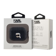 Karl Lagerfeld PU Embossed Karl Head Case for AirPods Pro Black kaina ir informacija | Ausinių aksesuarai | pigu.lt