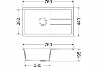 Granito smėlio kriauklė su sifonu 76x44 cm Bravo kaina ir informacija | Virtuvinės plautuvės | pigu.lt