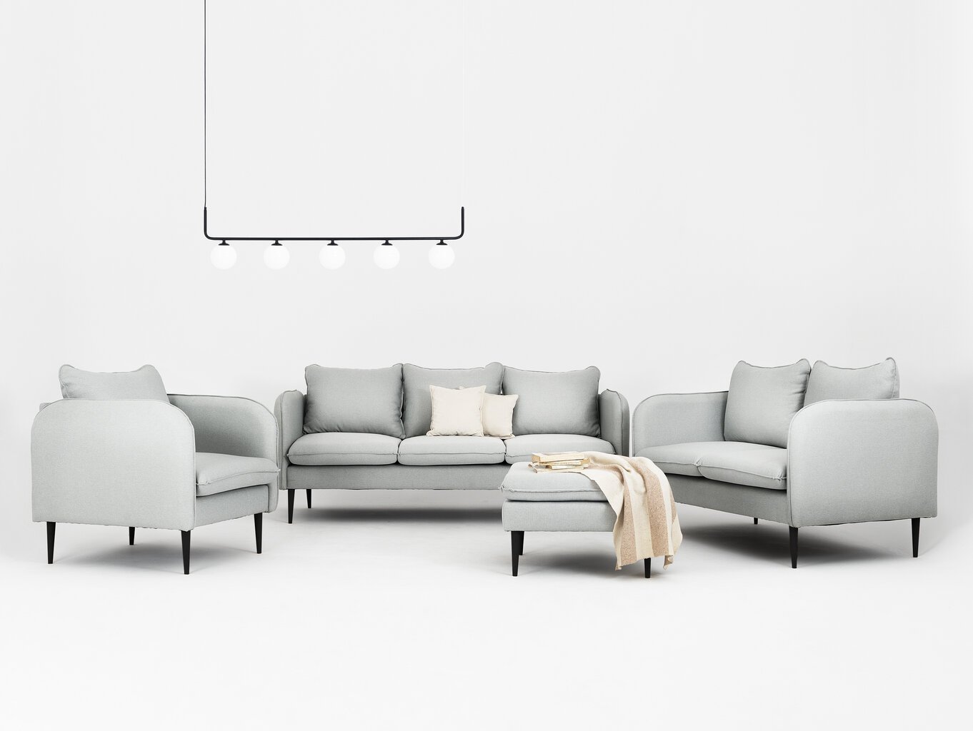 Sofa Instit, 145x89x90 cm, pilka kaina ir informacija | Sofos | pigu.lt