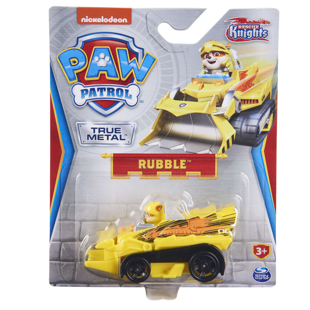 Figūrėlė Paw Patrol Rescue Knights auto Rubble'a, 8 cm kaina ir informacija | Žaislai berniukams | pigu.lt