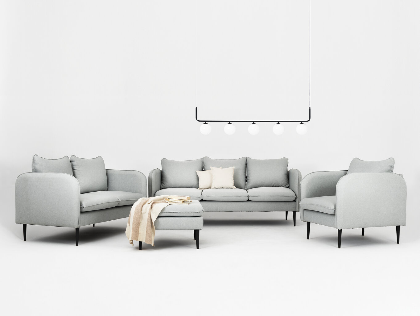 Sofa Instit, 205x89x90 cm, pilka kaina ir informacija | Sofos | pigu.lt