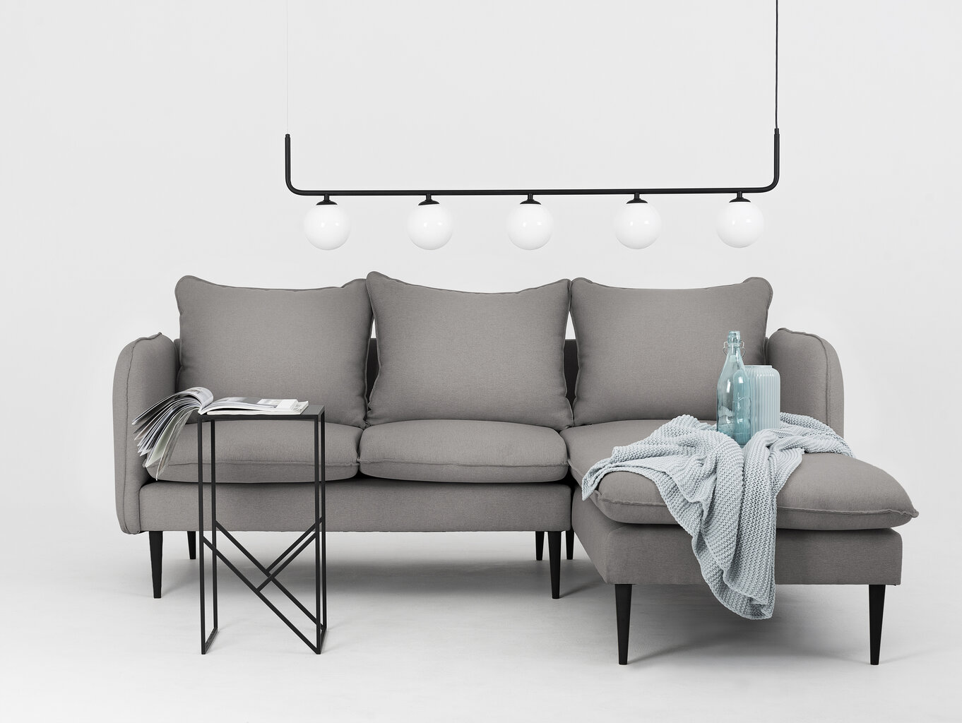 Kampinė sofa "Instit", 210x89/177x90 cm, tamsiai tamsiai pilka цена и информация | Minkšti kampai | pigu.lt