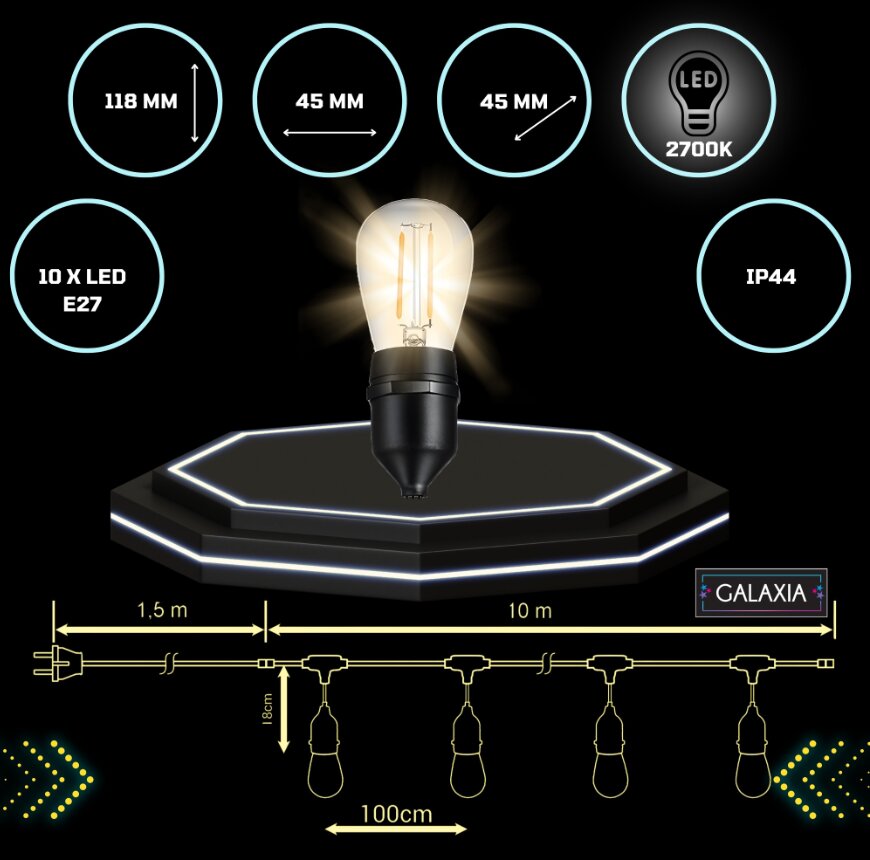 LED lauko girlianda GALAXIA, 10m цена и информация | Lauko šviestuvai | pigu.lt