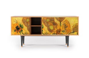 TV spintelė su 3 durimis L 150 cm, Sunflowers By Vincent Van Gogh Walnut kaina ir informacija | Komodos | pigu.lt