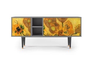 TV spintelė su 3 durimis L 150 cm, Sunflowers By Vincent Van Gogh Grey kaina ir informacija | Komodos | pigu.lt